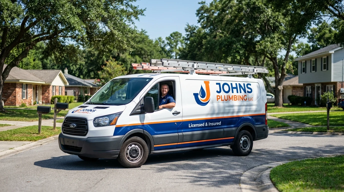 Johns Plumbing LLC service van in Strafford, MO