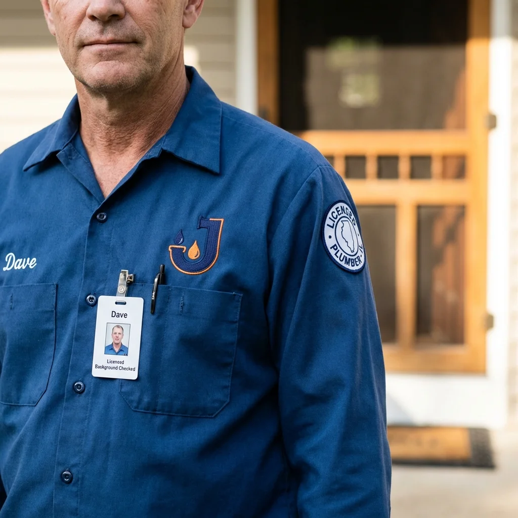 Licensed plumber showing ID badge in Strafford, MO