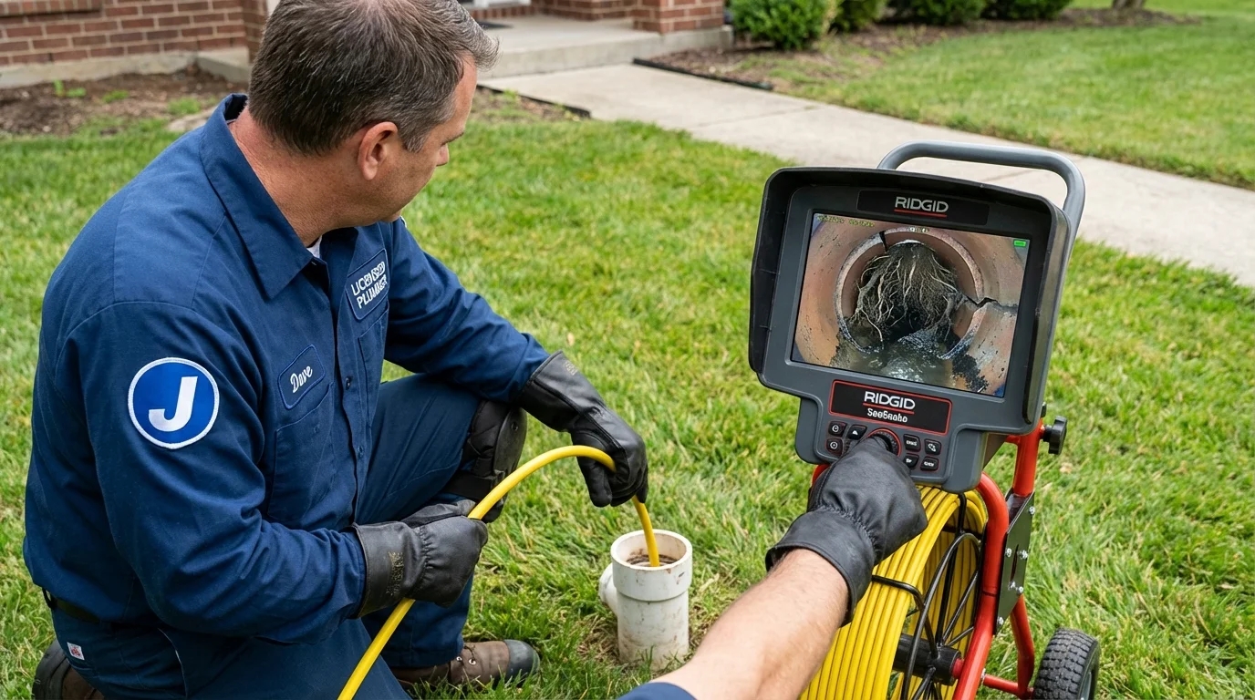 Sewer camera inspection being performed by Johns Plumbing LLC in Strafford
